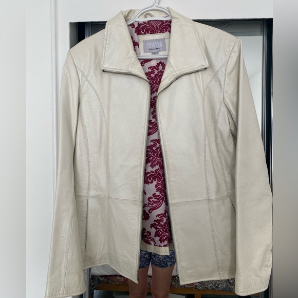 Vintage white leather jacket - Picture 4 of 7